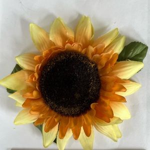 Vintage Hand made Sunflower Silk barrette (approx 35 years old)